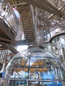 A spaceship kind of space on the Eiffel tower.